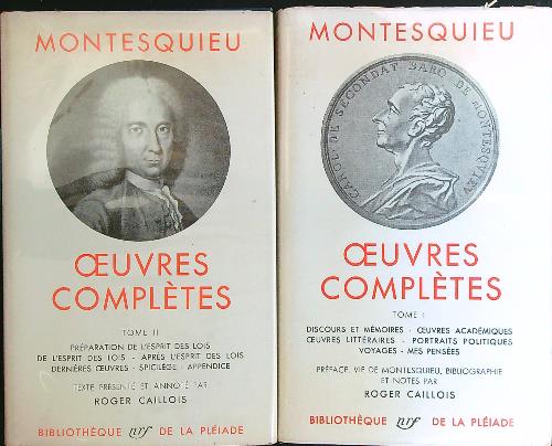 OEUVRES COMPLETES 2 TOMES MONTESQUIEU GALLIMARD 1951 BIBLIOTHEQUE